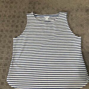 Stripped blue and white tank